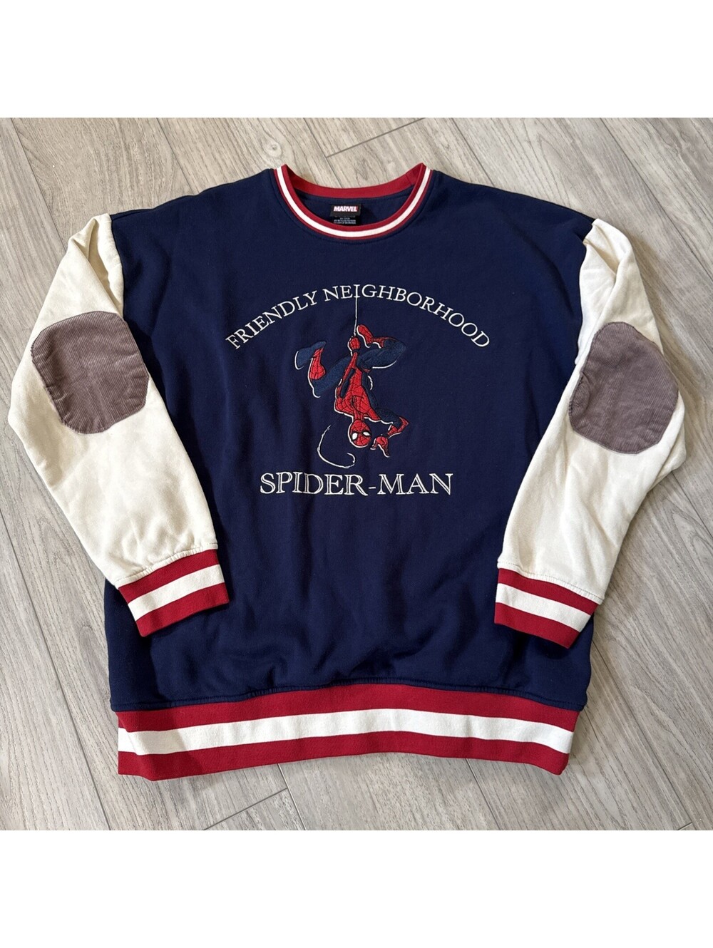 Marvel Spider-Man Crewneck Sweatshirt Mens L Colorblock Friendly Neighborhood